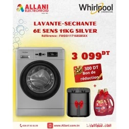 Lave-linge séchant Whirlpool 6e sens 11 kg FWDD117168SBSEX