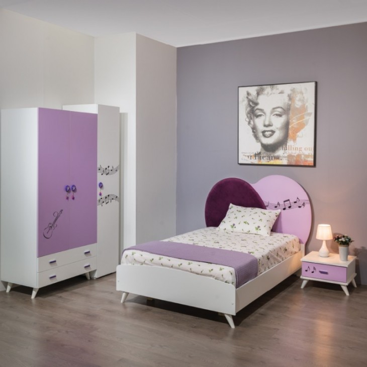 CHAMBRE ENFANT VIOLETTE PENDERIE 3 PORTES