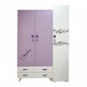 CHAMBRE ENFANT VIOLETTE PENDERIE 3 PORTES