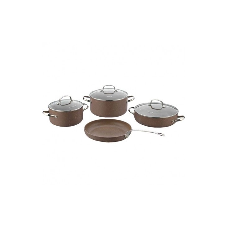 BATTERIE DE CUISINE CÉRAMIQUE 7 PIÈCES KORKMAZ BRUN BATTERIE DE CUISINE CÉRAMIQUE 7 PIÈCES KORKMAZ BRUN