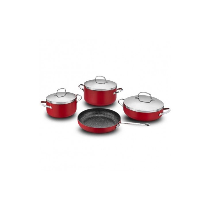 BATTERIE DE CUISINE 7 PIÈCES CÉRAMIQUE ROUGE KORKMAZ