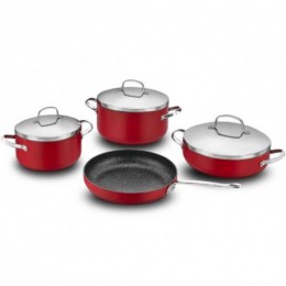 BATTERIE DE CUISINE 7 PIÈCES CÉRAMIQUE ROUGE KORKMAZ