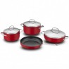 BATTERIE DE CUISINE 7 PIÈCES CÉRAMIQUE ROUGE KORKMAZ