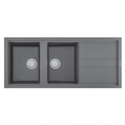 ÉVIER FOCUS 2 BACS + ÉGOUTTOIR SMART GRIS