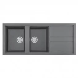ÉVIER FOCUS 2 BACS + ÉGOUTTOIR SMART GRIS