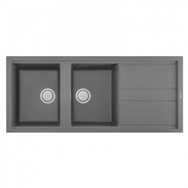 ÉVIER FOCUS 2 BACS + ÉGOUTTOIR SMART GRIS
