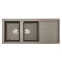 ÉVIER FOCUS 2 BACS + ÉGOUTTOIR GRÈGE