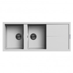 ÉVIER FOCUS 2 BACS + ÉGOUTTOIR BLANC vier 2 bacs + égouttoir