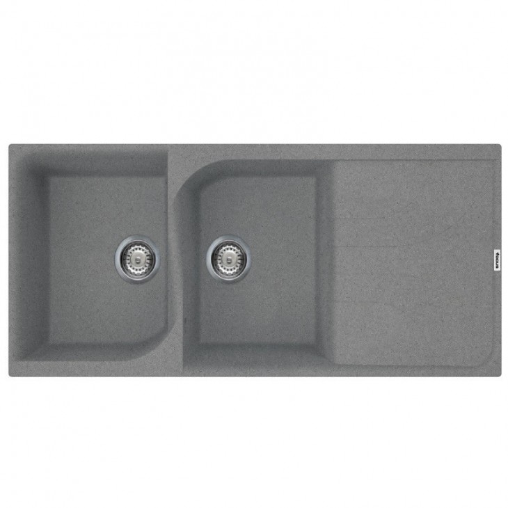 ÉVIER FOCUS 2 BACS + ÉGOUTTOIR GRIS