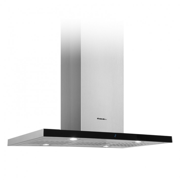 HOTTE CENTRALE 90 CM INOX & VITRO NOIR