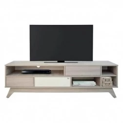 Table TV Malmo chêne brut & blanc TVC079-CB-BC
