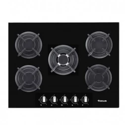 Plaque Focus 5 feux 90 cm vitrocrystal noir F4179B
